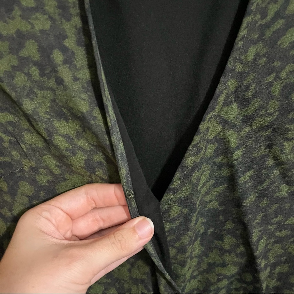 Karina Grimaldi Green Black Wrap Dress Long Sleeve Small - Picture 2 of 7